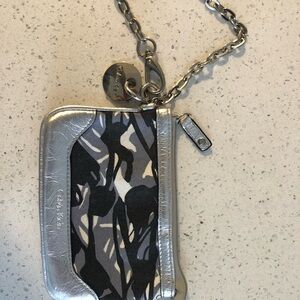 Calvin Klein Metallic Silver & Camo Print Wristlet